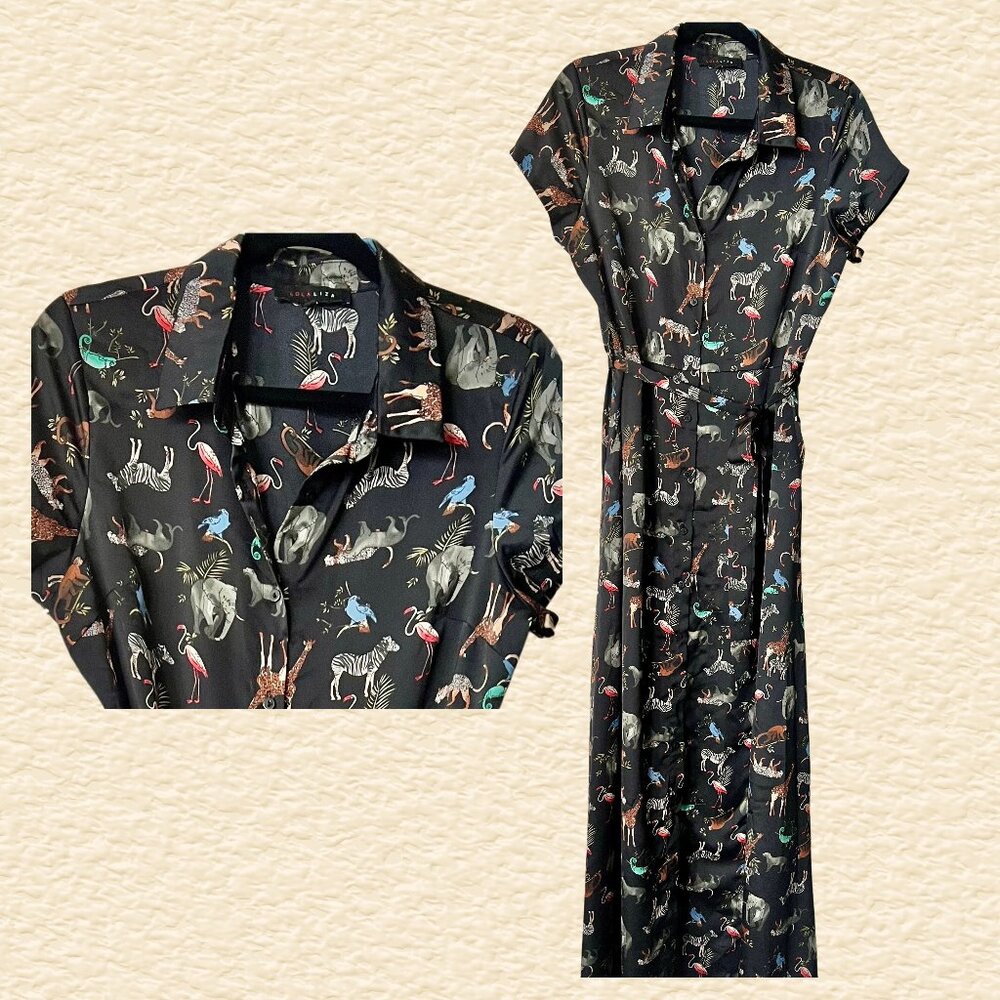 Lola Liza Black Animal Print Dress (Size L)